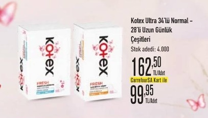 Kotex Ultra 34'Lü Normal - 28'Li Uzun Günlük Ped