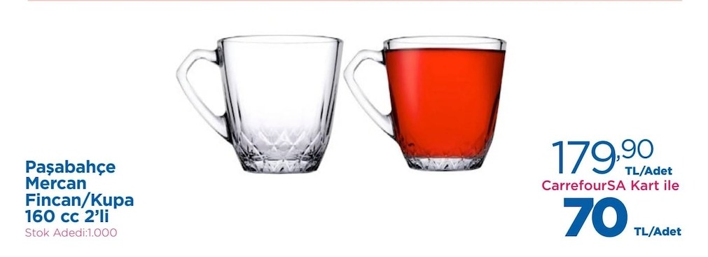 Paşabahçe Mercan Fincan/Kupa 160 Cc 2'Li