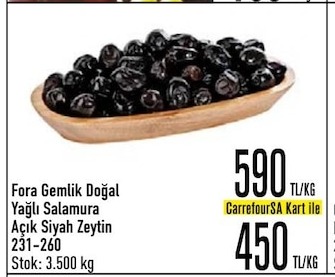 Fora Gemlik Doğal Yağlı Salamura Açık Siyah Zeytin 3.500 Kg