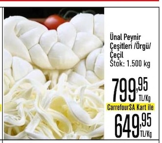 Ünal Peynir Çeşitleri/Örgü/Çeçil 1.500 Kg