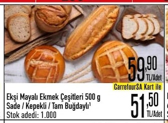 Ekşi Mayalı Ekmek Çeşitleri 500 G Sade / Kepekli / Tam Buğdaylı