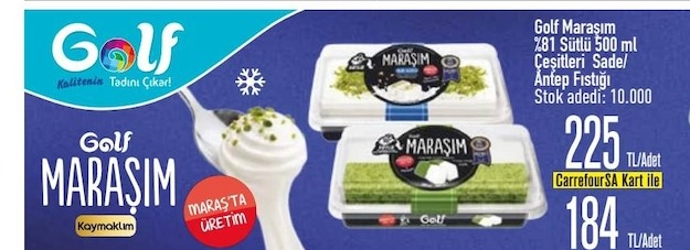Golf Maraşım %81 Sütlü Dondurma 500Ml