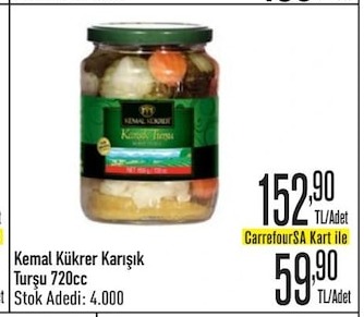 Kemal Kükrer Karışık Turşu 720Cc