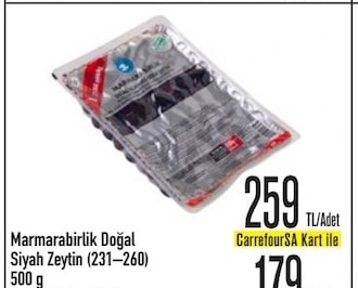 Marmarabirlik Doğal Siyah Zeytin 500G