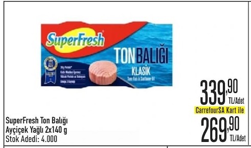 Superfresh Ton Balığı Ayçiçek Yağlı 2X140 G