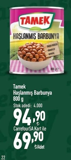 Tamek Haşlanmış Barbunya 800 G