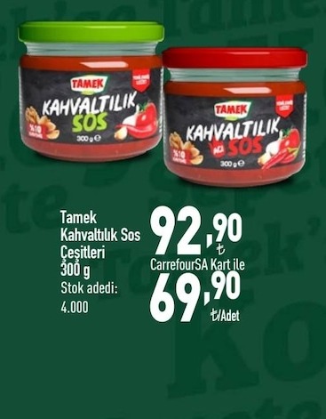 Tamek Kahvaltılık Sos Çeşitleri 300 G