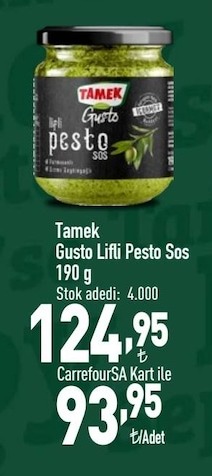 Tamek Gusto Lifli Pesto Sos 190 G