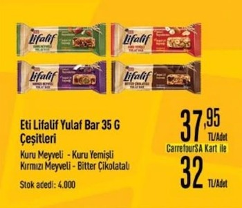 Eti Lifalif Yulaf Bar 35 G Çeşitleri Kuru Meyveli - Kuru Yemişli Kırmızı Meyveli - Bitter Çikolatalı