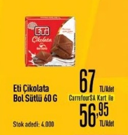 Eti Çikolata Bol Sütlü 60 G