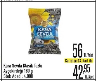 Kara Sevda Klasik Tuzlu Ayçekirdeği 180 G