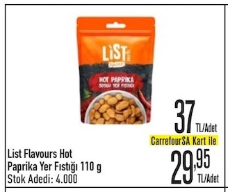 List Flavours Hot Paprika Yer Fıstığı 110 G