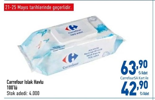 Carrefour Islak Havlu 100'Lü