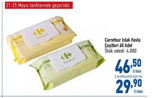 Carrefour Islak Havlu Çeşitleri 60 Adet