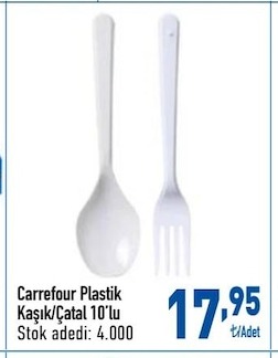 Carrefour Plastik Kaşık/Çatal 10'Lu