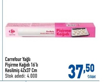 Carrefour Yağlı Pişirme Kağıdı 16'Lı Kesilmiş 42X37 Cm