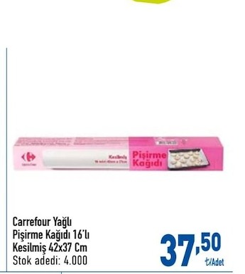 Carrefour Yağlı Pişirme Kağıdı 16'Lı 42X37 Cm