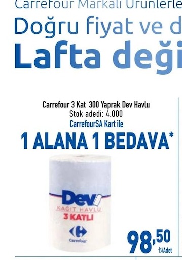 Carrefour 3 Kat 300 Yaprak Dev Havlu