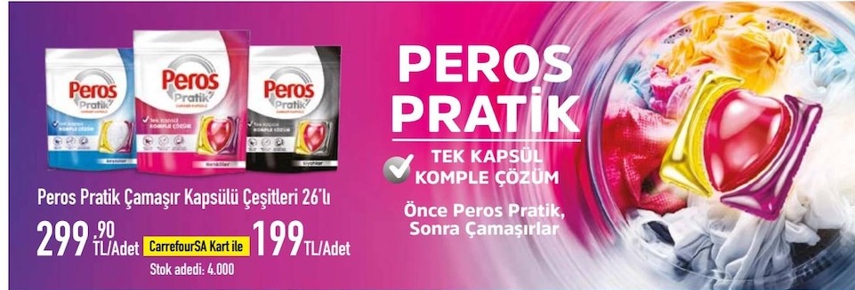 Peros Pratik Çamaşır Kapsülü Çeşitleri 26'Lı
