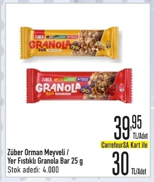 Züber Orman Meyveli / Yer Fıstıklı Granola Bar 25 G