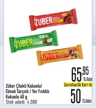 Züber Çilekli Kakaolu/Elmalı Tarçınlı / Yer Fıstıklı Kakaolu 40G
