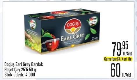 Doğuş Earl Grey Bardak Poşet Çay 25'Li 50 G