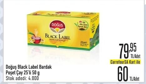 Doğuş Black Label Bardak Poşet Çay 25'Li 50 G