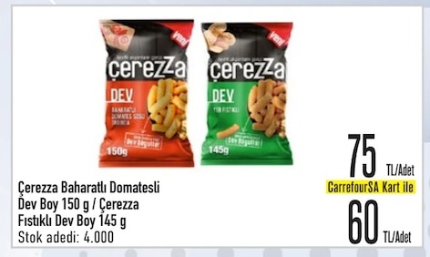 Çerezza Baharatlı Domatesli Dev Boy 150 G / Çerezza Fıstıklı Dev Boy 145 G