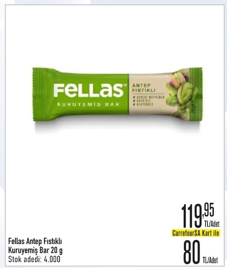 Fellas Antep Fıstıklı Kuruyemiş Bar 20G