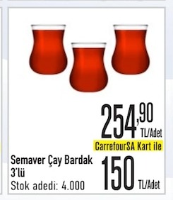 Semaver Çay Bardak 3'Lü