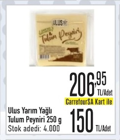 Ulus Yarım Yağlı Tulum Peyniri 250G