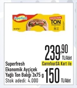 Superfresh Ekonomik Ayçiçek Yağlı Ton Balığı 3X75G