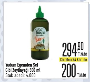 Yudum Ege'Den Şef Gibi Zeytinyağı 500 Ml