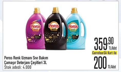Peros Renk Uzmanı Sıvı Bakım Çamaşır Deterjanı Çeşitleri 3L