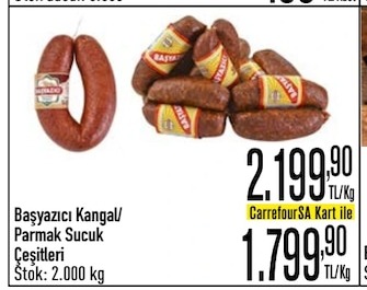 Başyazıcı Kangal/Parmak Sucuk Çeşitleri