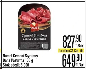 Namet Cemeni Syrlmş Dana Pastrma 130 G