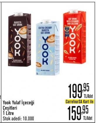 Yoook Yulaf İçeceği Çeşitleri 1 Litre