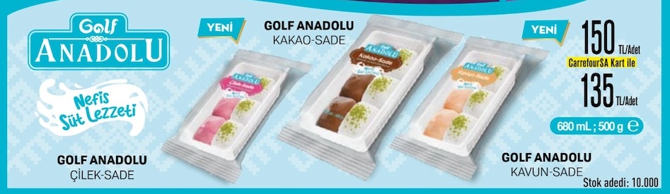 Golf Anadolu Çi̇lek-Sade, Kakao-Sade, Kavun-Sade 680 Ml / 500 G
