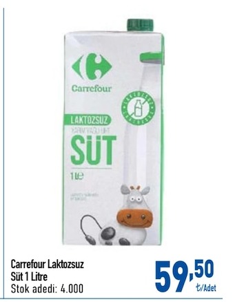 Carrefour Laktozsuz Süt 1 Litre