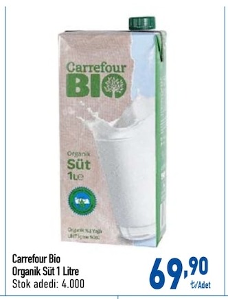 Carrefour Bio Organik Süt 1 Litre