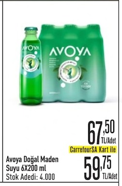 Avoya Doğal Maden Suyu 6X200 Ml
