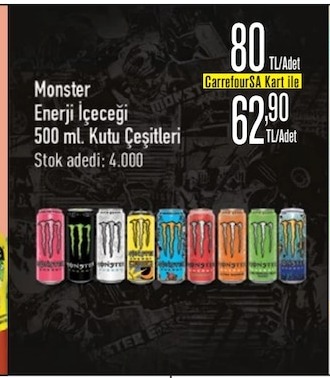 Monster Enerji İçeceği 500 Ml Kutu Çeşitleri