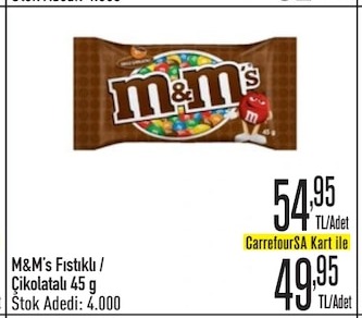 M&M'S Fıstıklı/Çikolatalı 45G