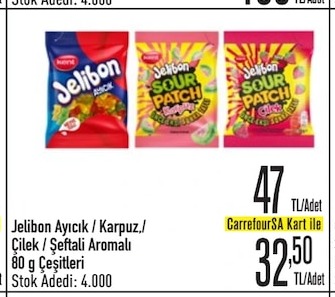 Jelibon Ayıcık / Karpuz, Çilek / Şeftali Aromalı 80G Çeşitleri