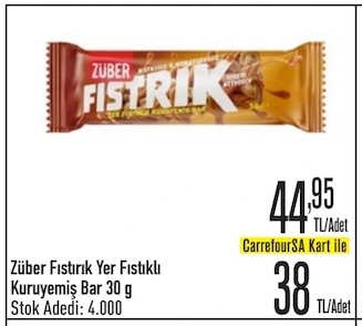 Züber Fıstık Yer Fıstıklı Kuruyemiş Bar 30G