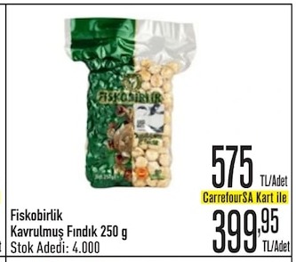 Fiskobirlik Kavrulmuş Fındık 250 G