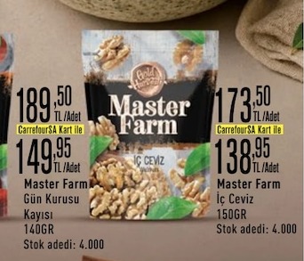 Master Farm Gün Kurusu Kayısı 140Gr