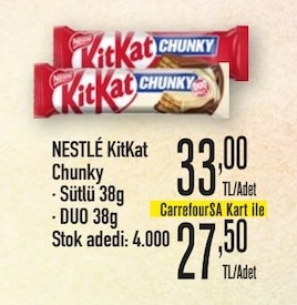 Nestlé Kitkat Chunky Sütlü 38G / Duo 38G