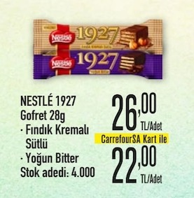 Nestlé 1927 Gofret 28G Fındık Kremalı / Yoğun Bitter