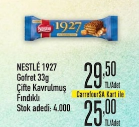 Nestlé 1927 Gofret 33G Çifte Kavrulmuş Fındıklı